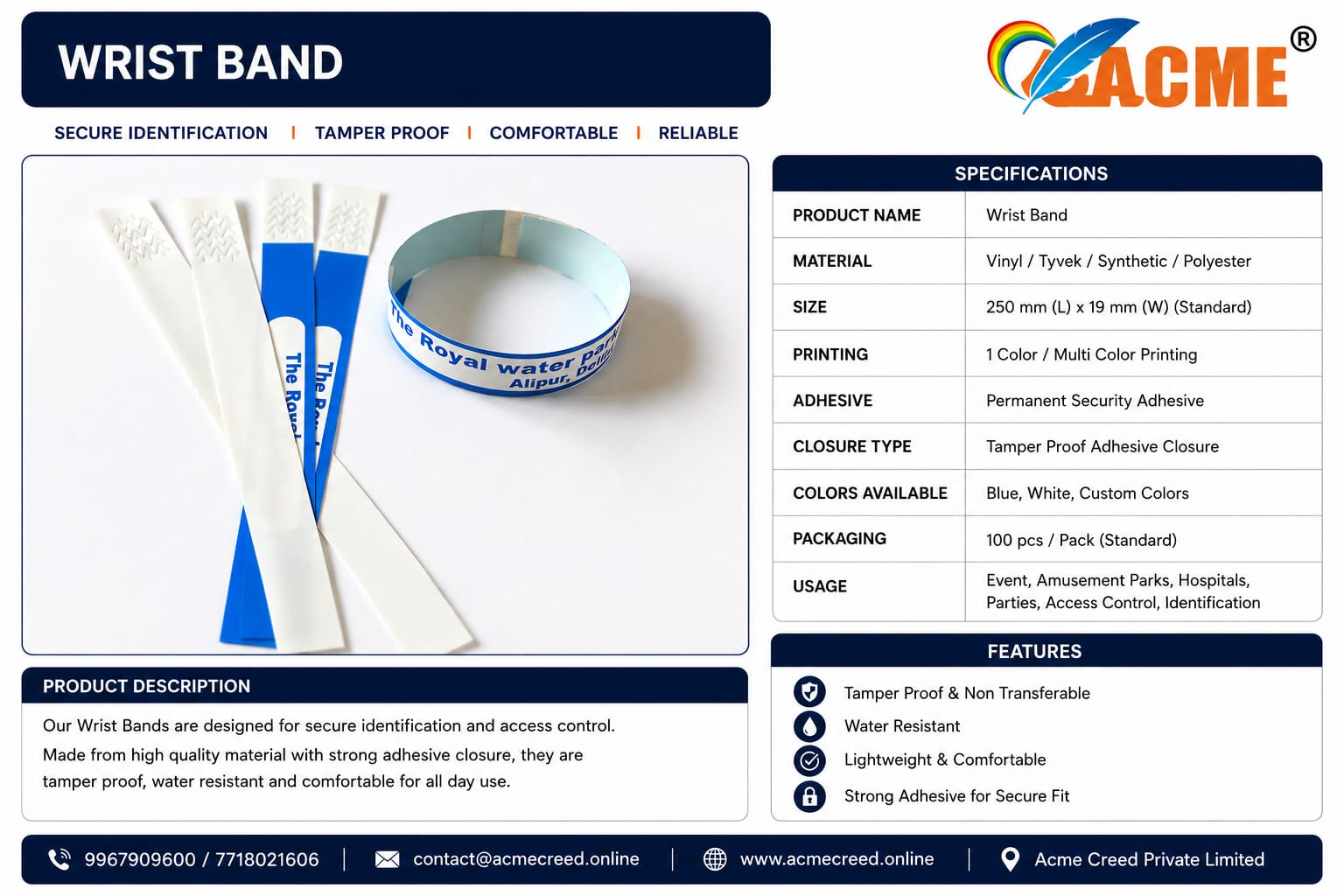 WRIST BAND Temperevident stick a