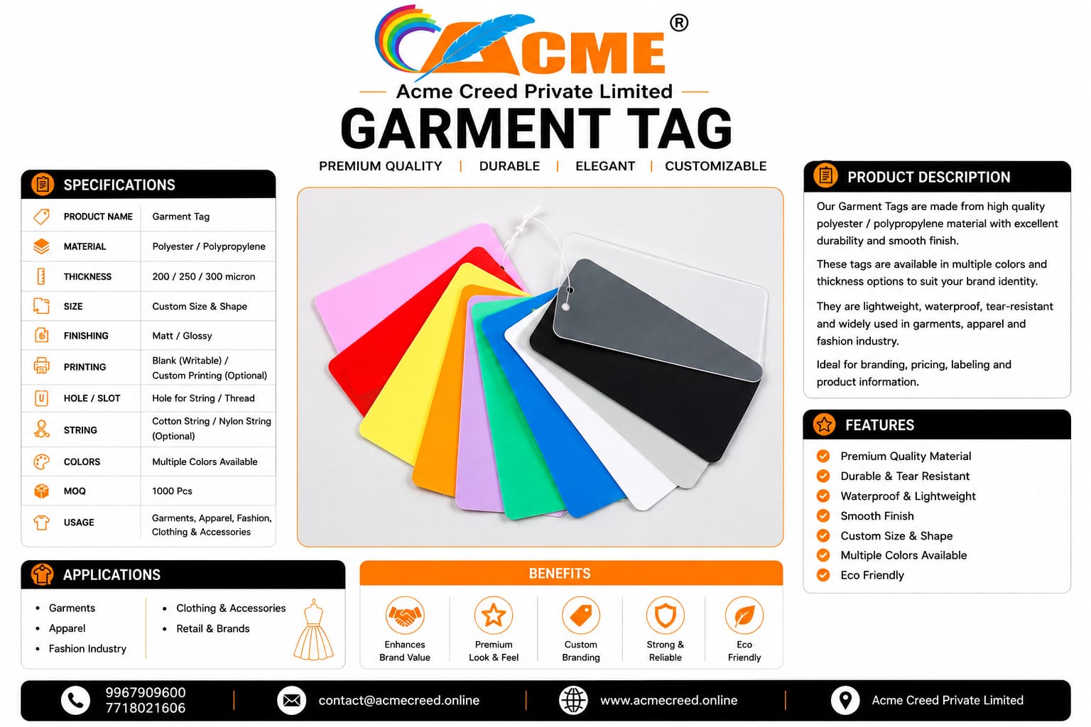 PVC Plain Tag all colour