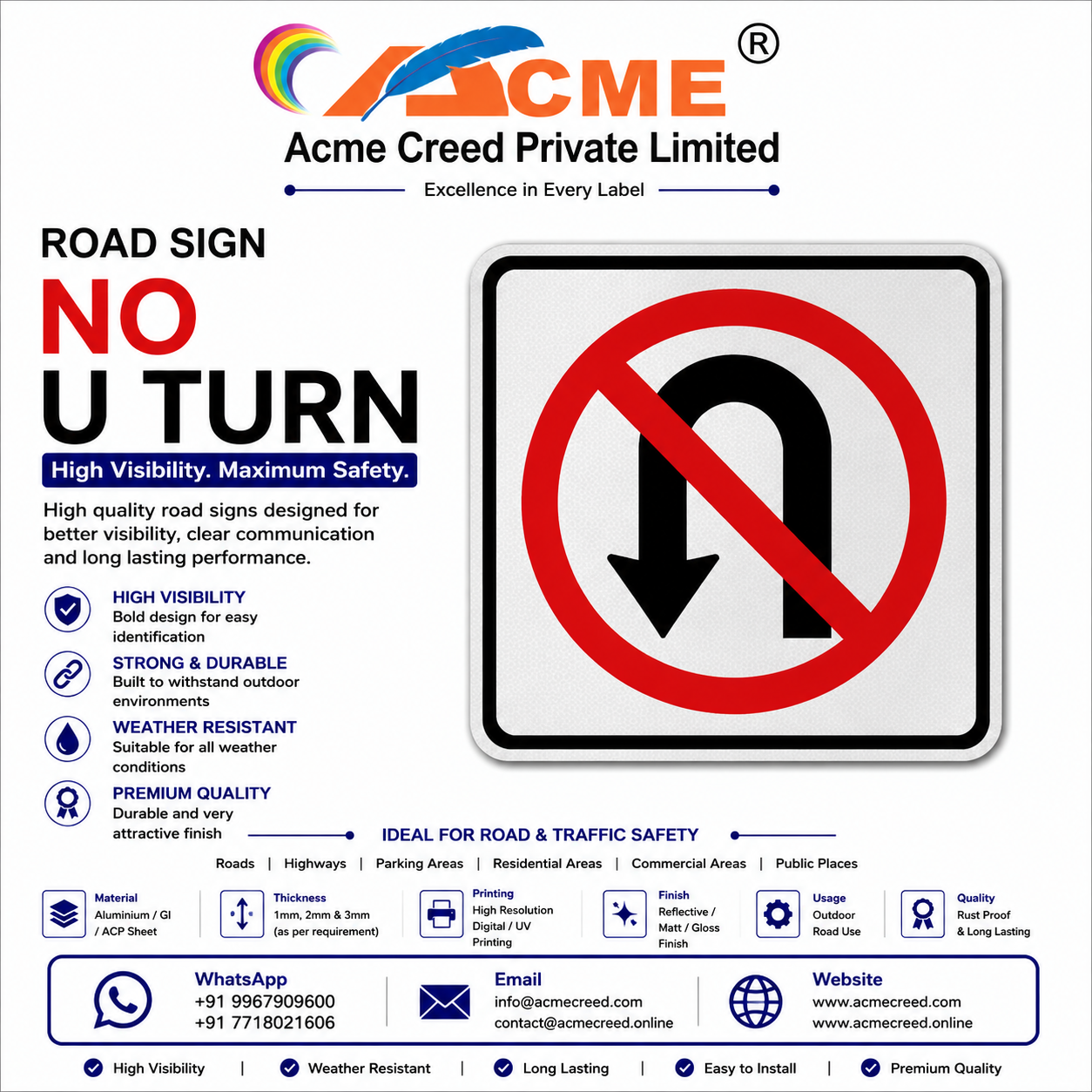 ROAD SIGN - NO U TURN