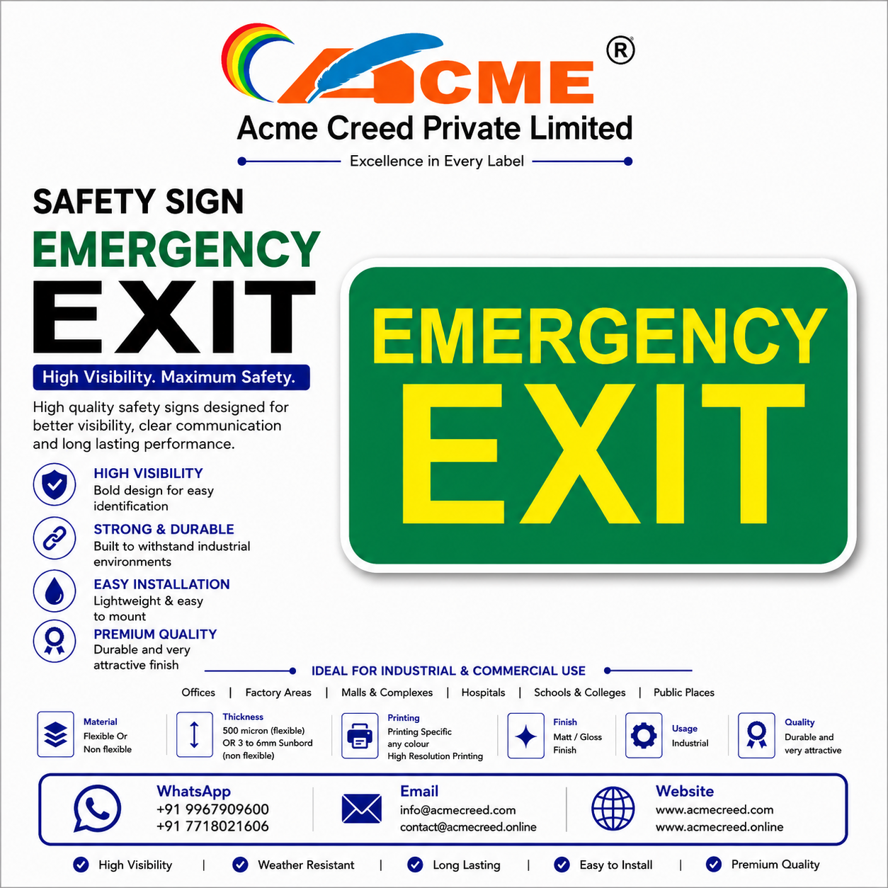 SAFETY SIGN - EMERGENCY EXIT