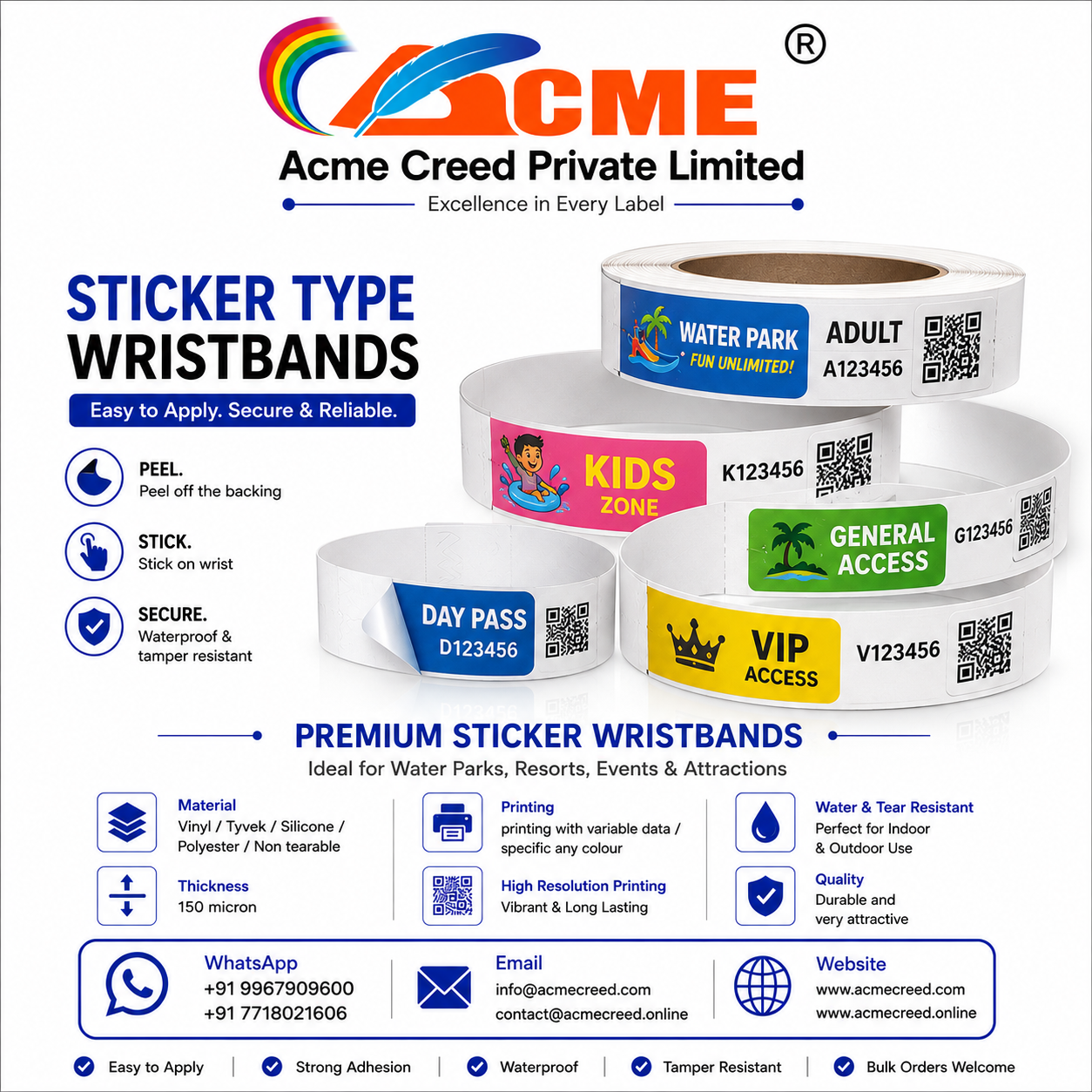 WRIST BAND Temperevident Stick b