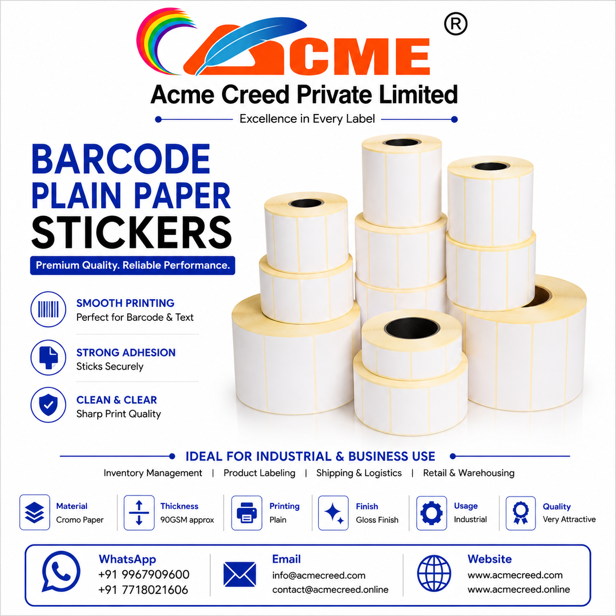 BARCODE PLAIN PAPER STICKERS