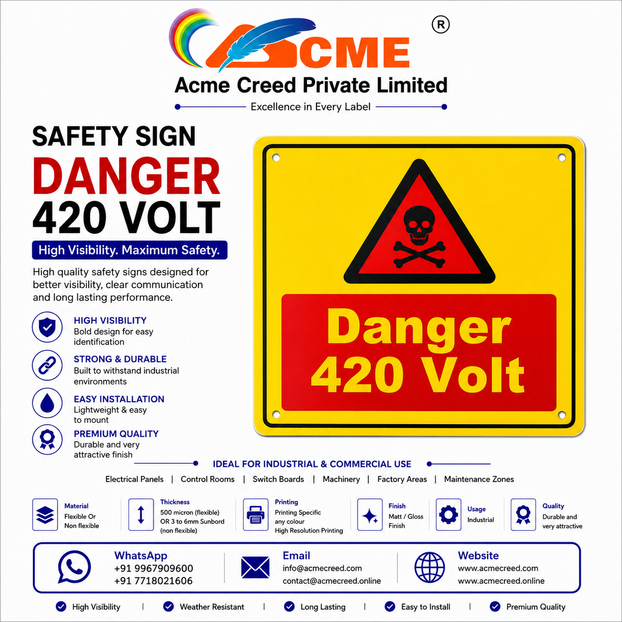 SAFTEY SIGN - DANGER 420 VOLT